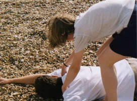 abbie collects some unusually shaped driftwood